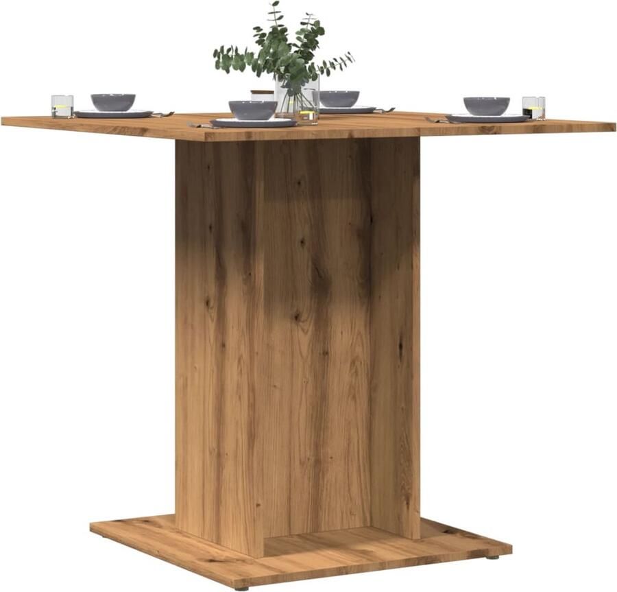 VidaXL Eettafel 80x80x75 cm bewerkt hout artisanaal eikenkleurig - Foto 3