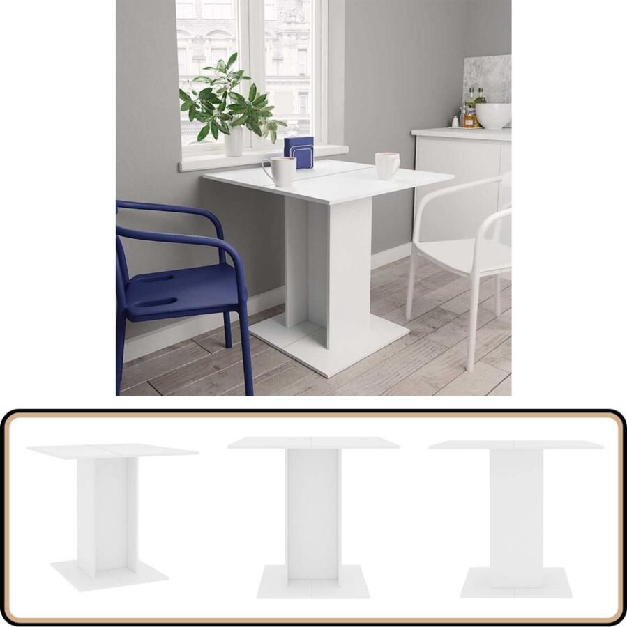 VidaXL Eettafel 80x80x75 cm Bewerkt hout Wit Eetkamertafel Witte Eettafel Houten Eettafel Moderne Eettafel Kleine Eettafel Spaanplaat Eettafel