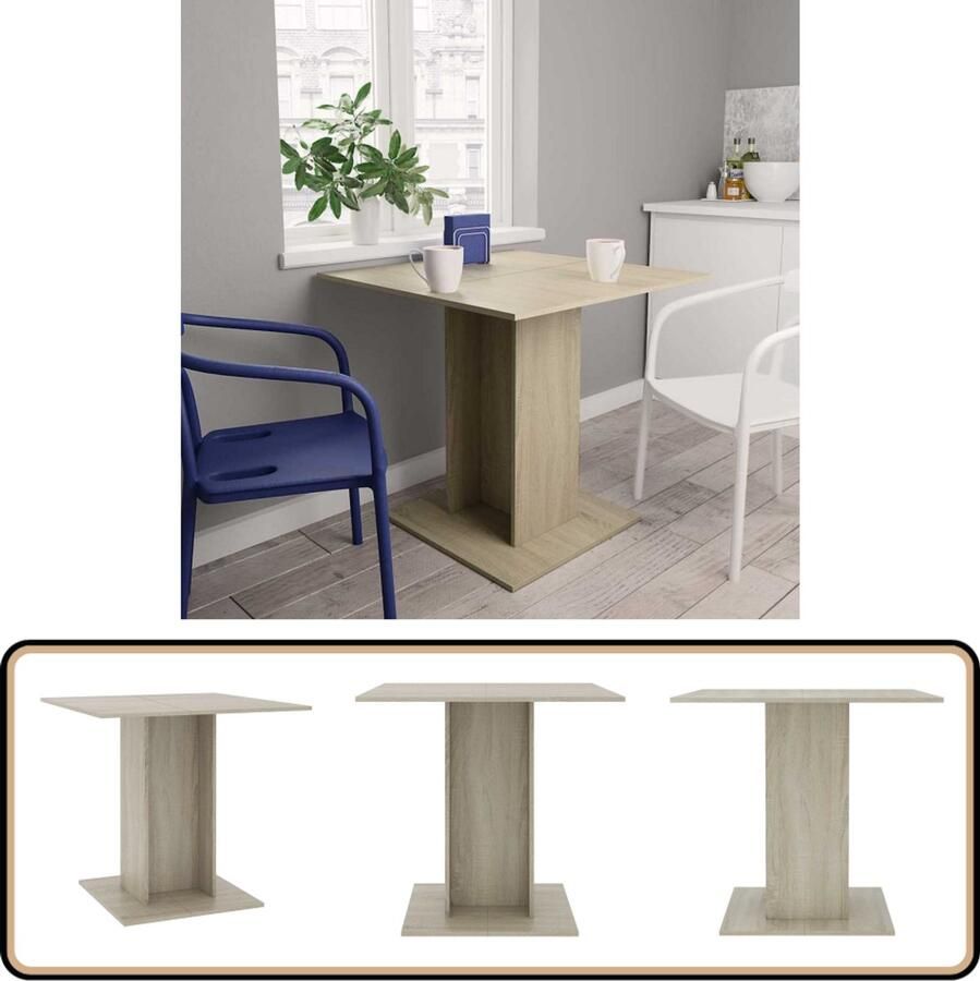The Living Store Eetkamertafel Spaanplaat 80 x 80 x 75 cm Sonoma eiken Eetkamertafel Salontafel Houten Tafel Spaanplaat Tafel Ronde Tafel