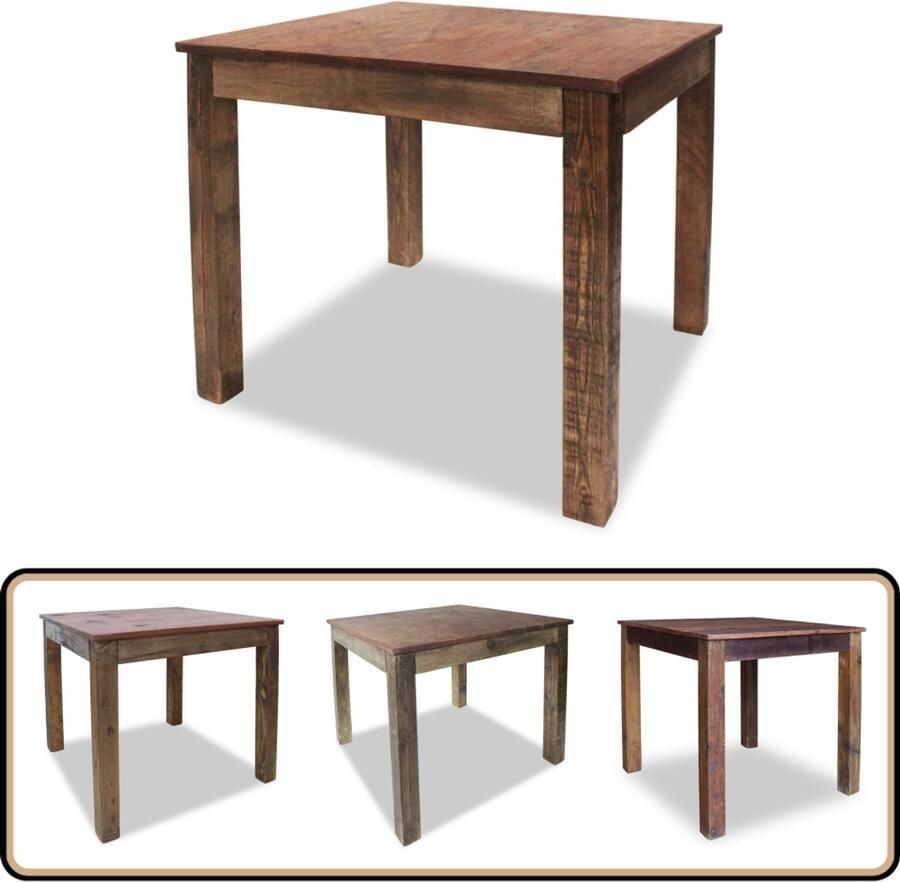 VidaXL Eettafel 82x80x76 cm Massief Gerecycled Hout Eetkamertafel Landelijke Tafel Vintage Tafel Houten Tafel Recycled Meubilair
