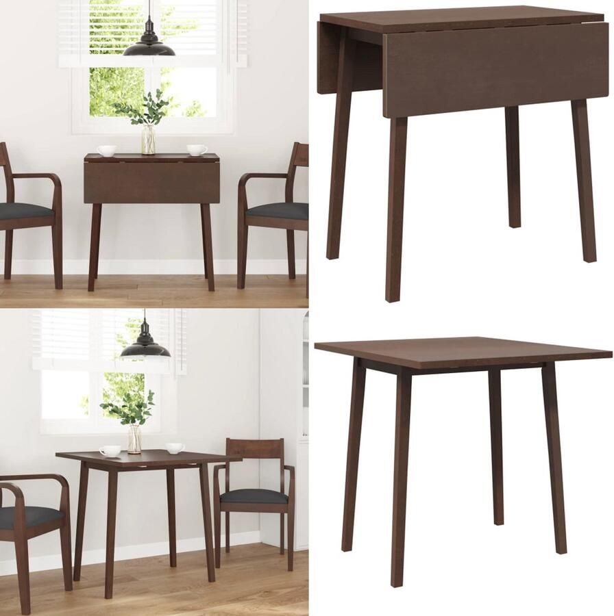 VidaXL Eettafel bruin massief hout rubber Eettafel Eettafels Eetkamertafel Keukentafel