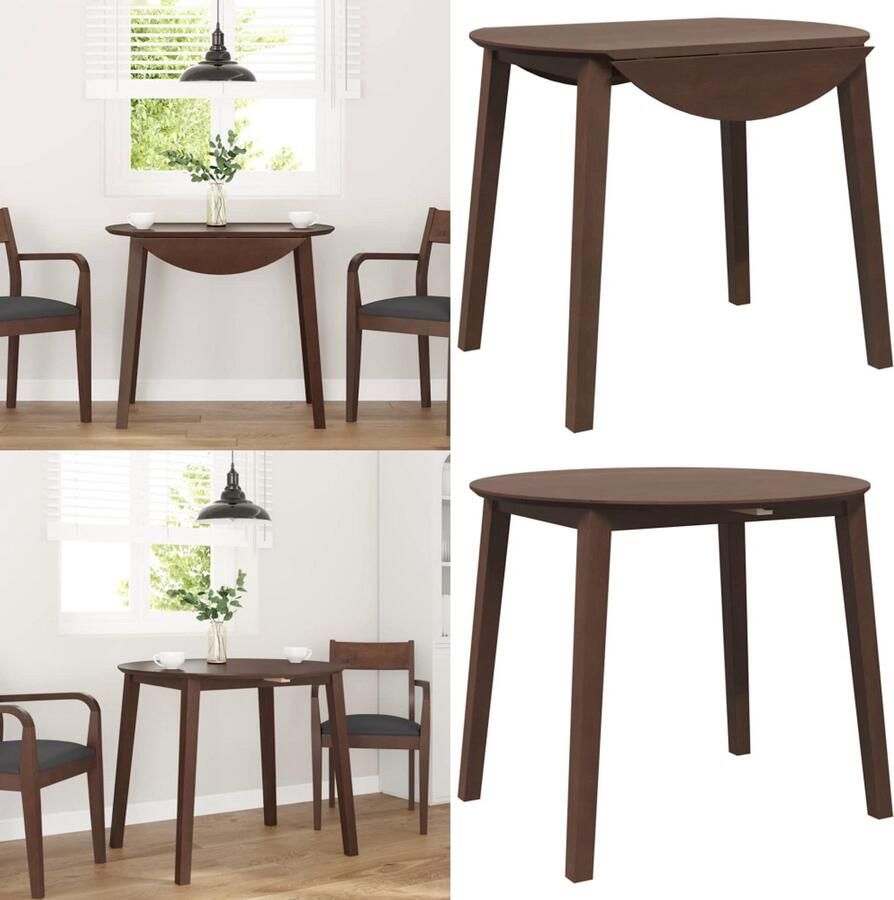 VidaXL Eettafel bruin massief hout rubber Eettafel Eettafels Eetkamertafel Keukentafel