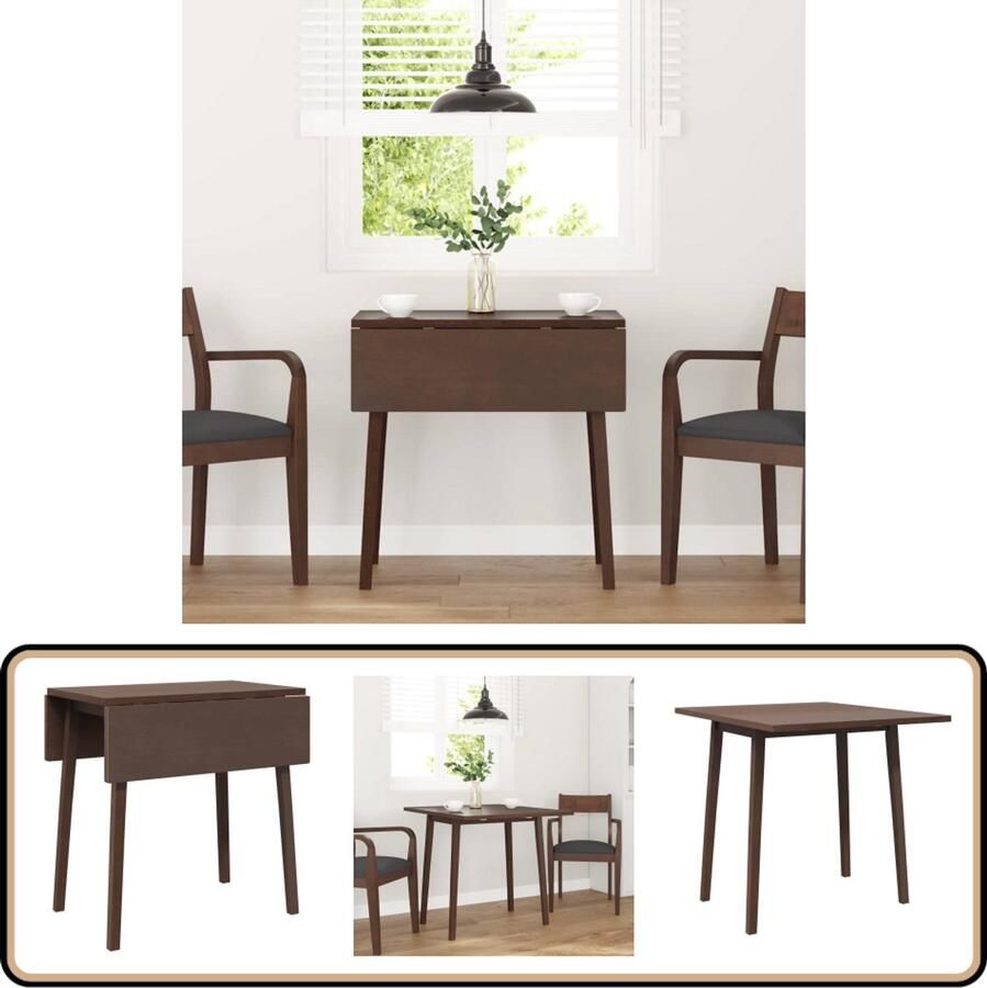 VidaXL Eettafel Bruin Massief Rubberhout 90x90cm Eetkamertafel Houten Tafel Salontafel Multifunctionele Tafel Rubberhouten Tafel Kleine Tafel Modern Meubilair Compact Tafellaag