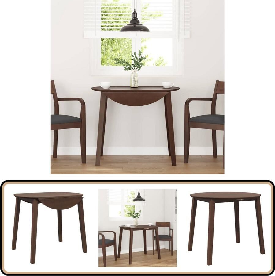 VidaXL Eettafel Bruin Massief Rubberhout 90x90 cm Eetkamertafel Houten Tafel Salontafel Multifunctionele Tafel Compacte Tafel Modern Meubilair Ruime Tafel Stapelbare Stoelen Dining Set Keuken Accessoires