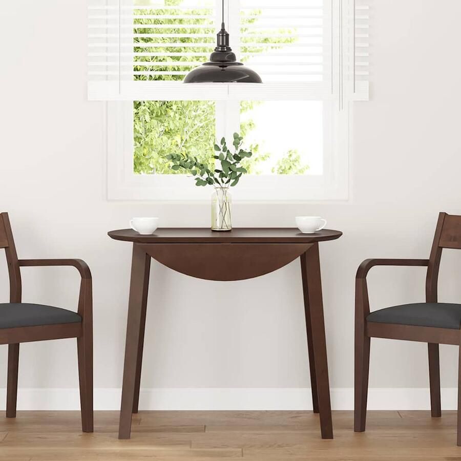 VidaXL Eettafel Bruin Massief Rubberhout 90x90 cm Eetkamertafel Houten Tafel Salontafel Multifunctionele Tafel Compacte Tafel Modern Meubilair Ruime Tafel Stapelbare Stoelen Dining Set Keuken Accessoires - Foto 2