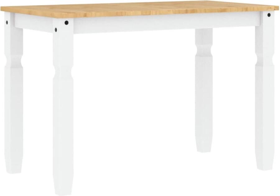 VidaXL Eettafel Corona 112x60x75 cm Wit Grenenhout Eetkamertafel Houten Eettafel Corona Eettafel Wit Grenenhout Eettafel Minimalistische Eettafel