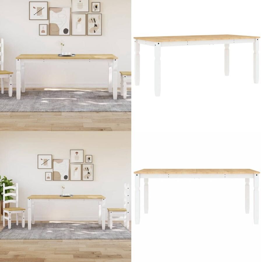 VidaXL Eettafel Corona 180x90x75 cm massief grenenhout wit Eettafel Eettafels Eetkamertafel Tafel