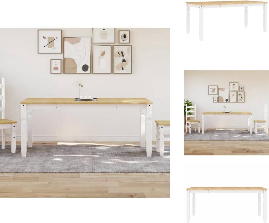 VidaXL -Eettafel-Corona-180x90x75-cm-massief-grenenhout-wit