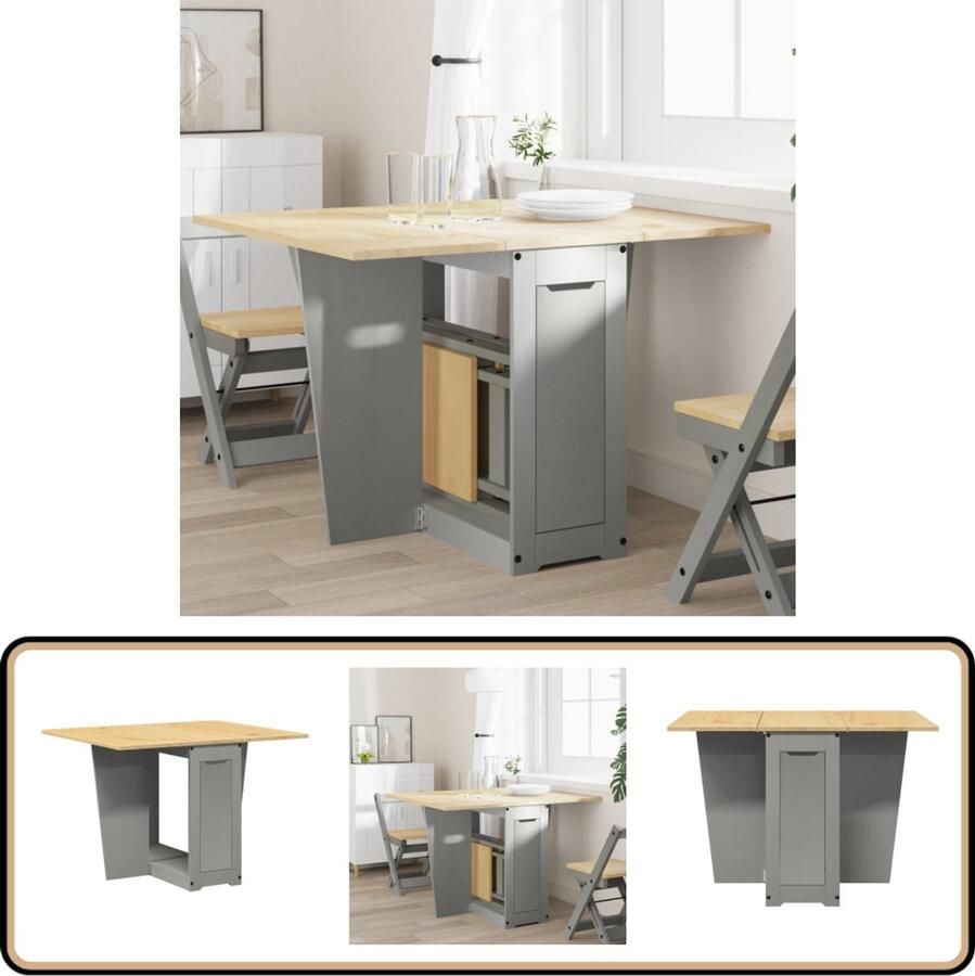 VidaXL Eettafel Corona Inklapbaar Massief Grenen Houten Eettafel Uittrekbare Eettafel Vouwe Tafel Multifunctionele Tafel Compacte Eettafel