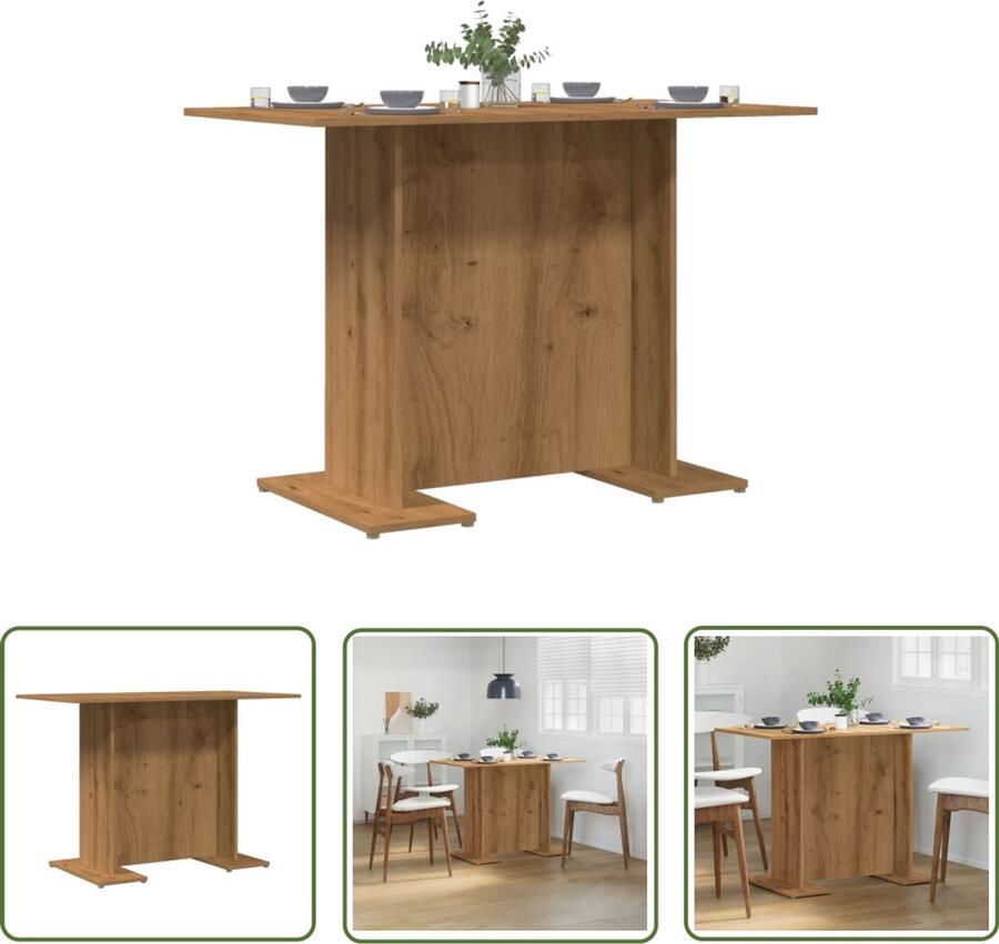 The Living Store Eettafel 110x60x75 cm bewerkt hout artisanaal eikenkleurig Eetkamertafel Houten Tafel Eiken Kleur Salontafel Multifunctioneel Meubilair