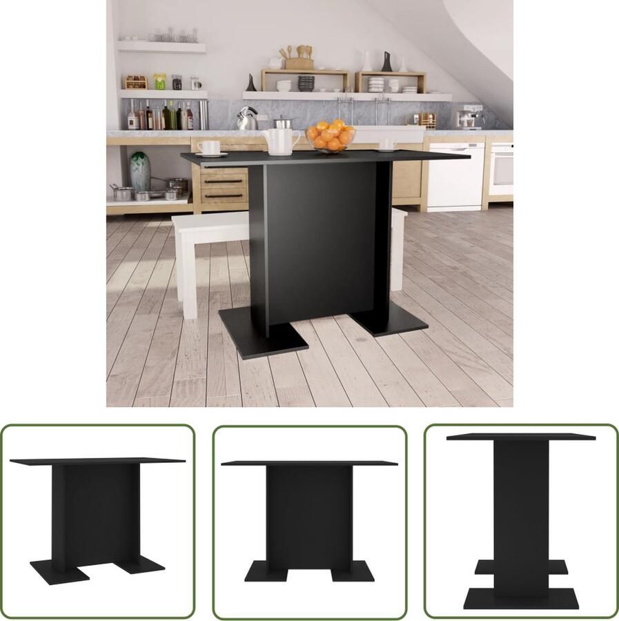 The Living Store Eetkamertafel Zwart bewerkt hout 110 x 60 x 75 cm (LxBxH) Eetkamertafel Eettafel Houten Tafel Zwarte Tafel Minimalist - Foto 2
