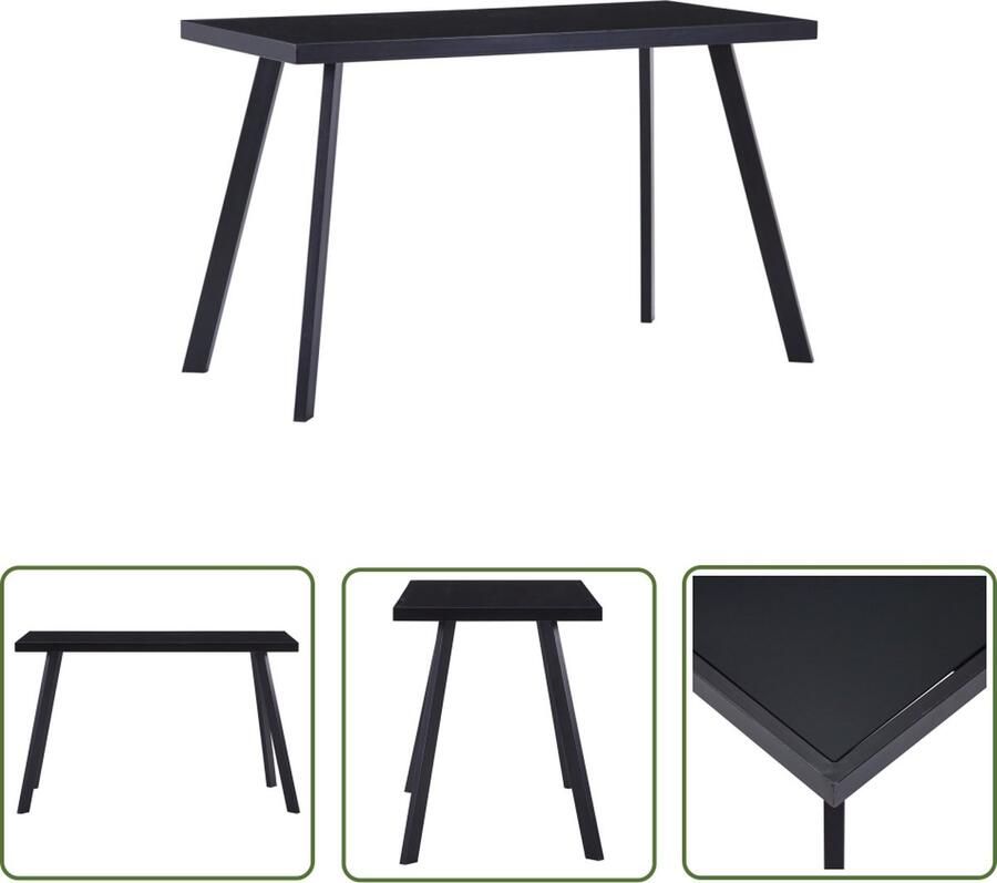 The Living Store Eetkamertafel Glas en staal 120 x 60 x 75 cm Zwart Eetkamertafel Eettafel Glas Tafellaar Staaltafel Industrieel Meubilair - Foto 2