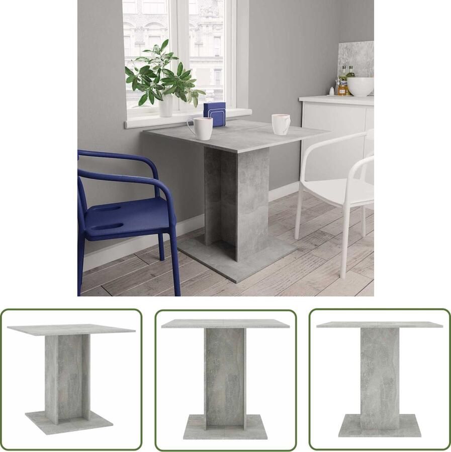 The Living Store Eettafel 80x80x75 cm bewerkt hout betongrijs Eetkamertafel Eettafel Beton Grijs Houten Tafel Design Tafel - Foto 2