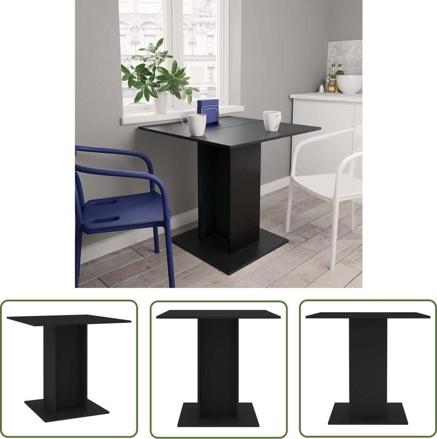 The Living Store Eetkamertafel zwart spaanplaat 80 x 80 x 75 cm stabiel en duurzaam Eetkamertafel Eettafel Salontafel Houten Tafel Zwarte Tafel