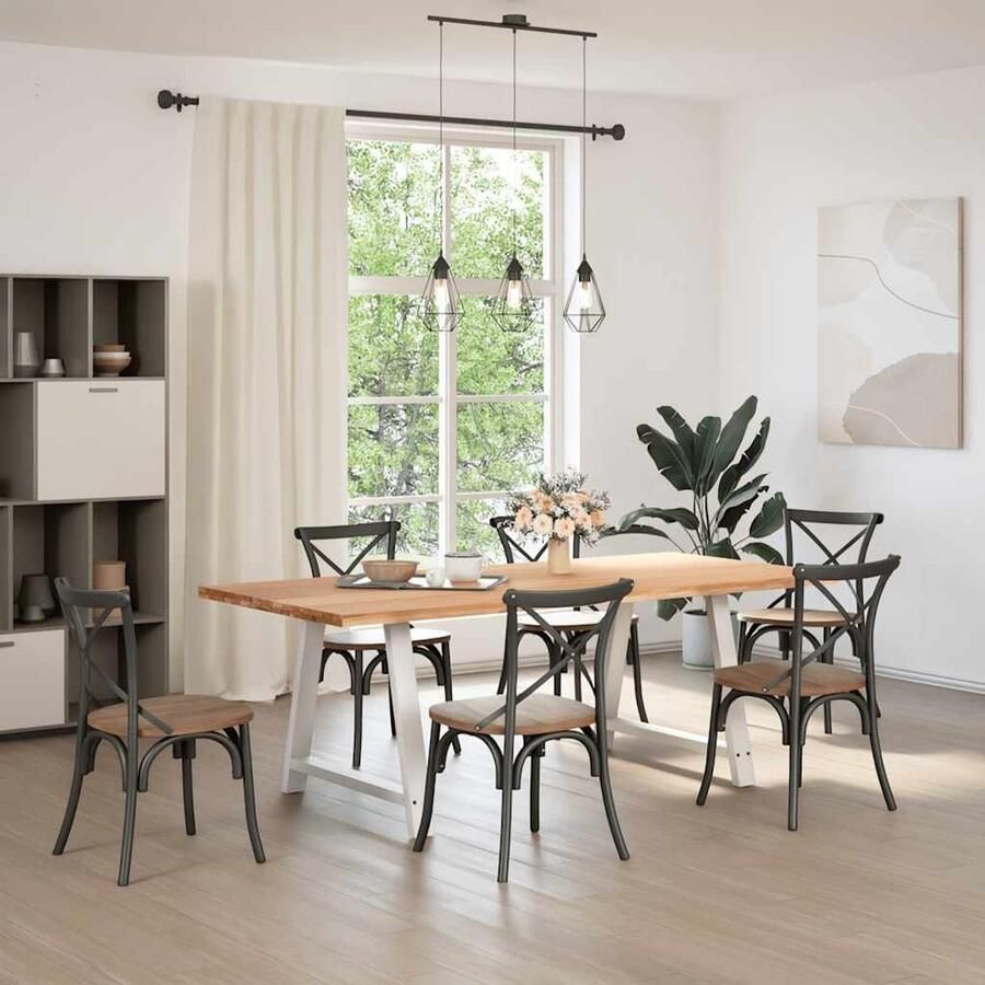 VidaXL Eettafel Rechthoekig Massief Eikenhout 220x100x74 cm Eettafel Eettafels Eetkamertafel Keukentafel