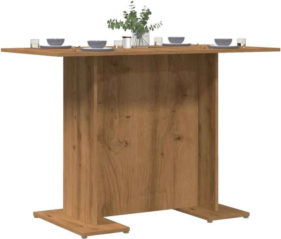 VidaXL Eettafel Eettafels Eet Tafel Eet Tafels Eettafel 110x60x75 cm bewerkt hout artisanaal eikenkleurig - Foto 2