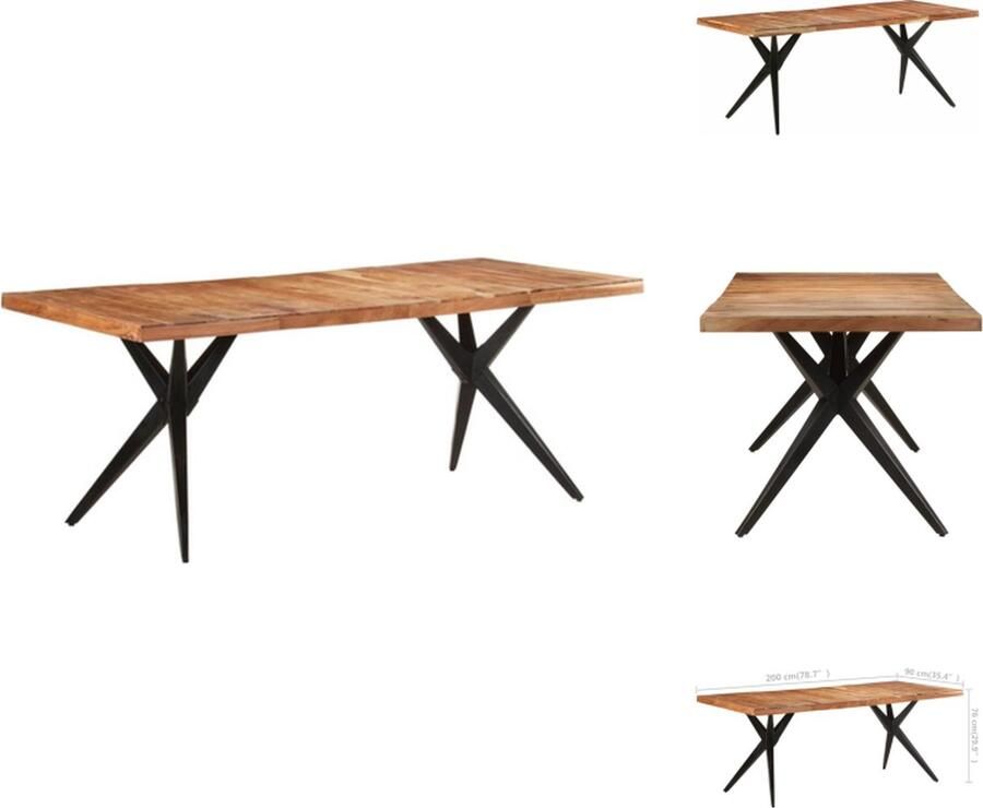 VidaXL Eettafel Eettafels Eet Tafel Eet Tafels Eettafel 200x90x76 cm massief acaciahout
