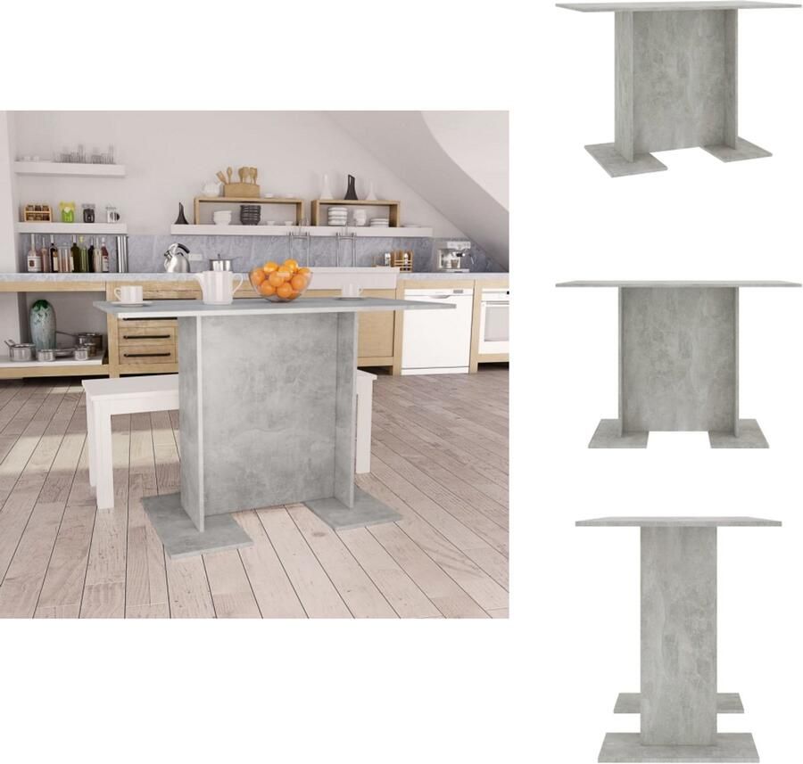 VidaXL Eettafel Eettafels Eetkamertafel Eetkamertafels Eettafel 110x60x75 cm bewerkt hout betongrijs