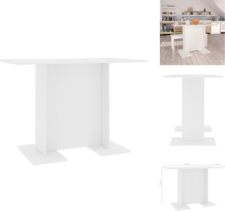 VidaXL Eettafel Eettafels Eetkamertafel Eetkamertafels Eettafel 110x60x75 cm bewerkt hout wit