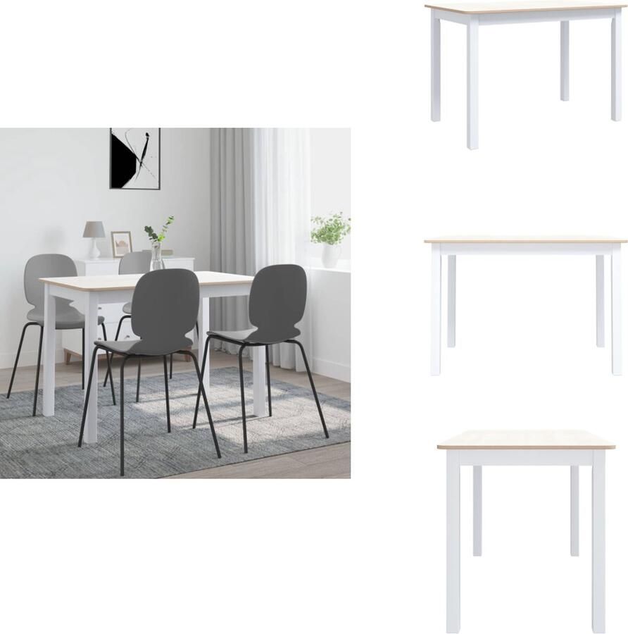 VidaXL Eettafel Eettafels Eetkamertafel Eetkamertafels Eettafel 114x71x75 cm massief rubberwood wit en bruin - Foto 2