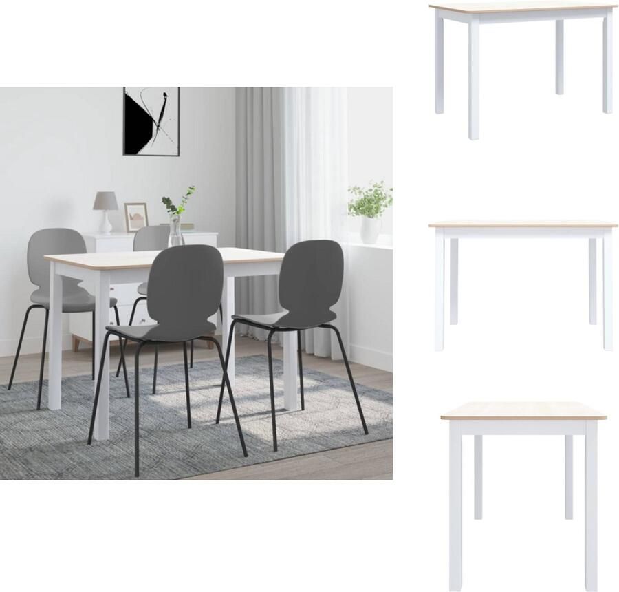 VidaXL Eettafel Eettafels Eetkamertafel Eetkamertafels Eettafel 114x71x75 cm massief rubberwood wit en bruin