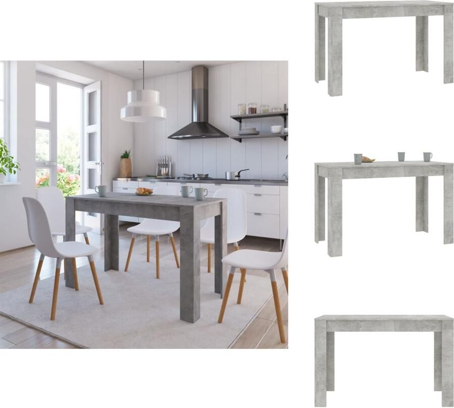 VidaXL Eettafel Eettafels Eetkamertafel Eetkamertafels Eettafel 120x60x76 cm bewerkt hout betongrijs