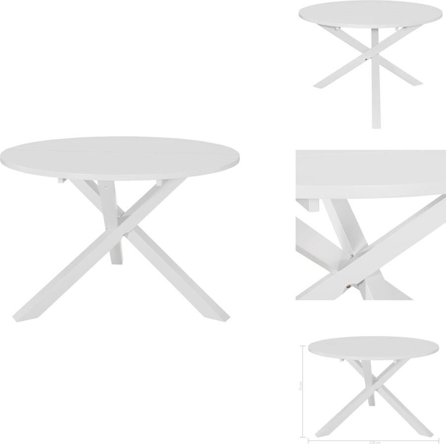 VidaXL Eettafel Eettafels Eetkamertafel Eetkamertafels Eettafel 120x75 cm MDF wit - Foto 2