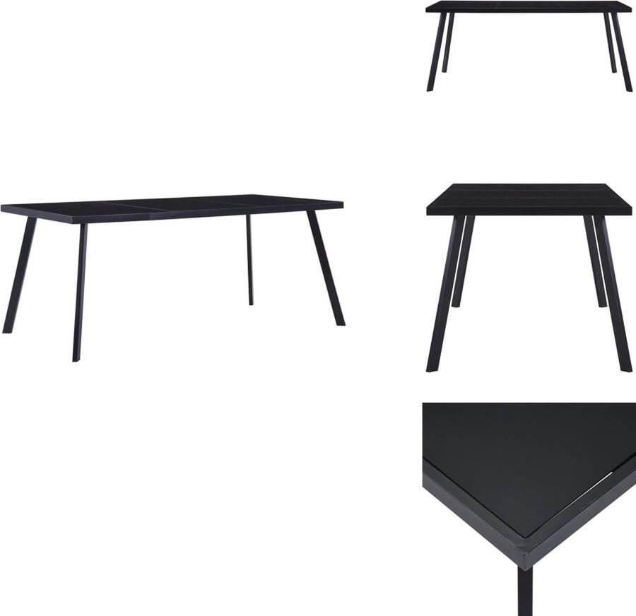 VidaXL Eettafel Eettafels Eetkamertafel Eetkamertafels Eettafel 160x80x75 cm gehard glas zwart