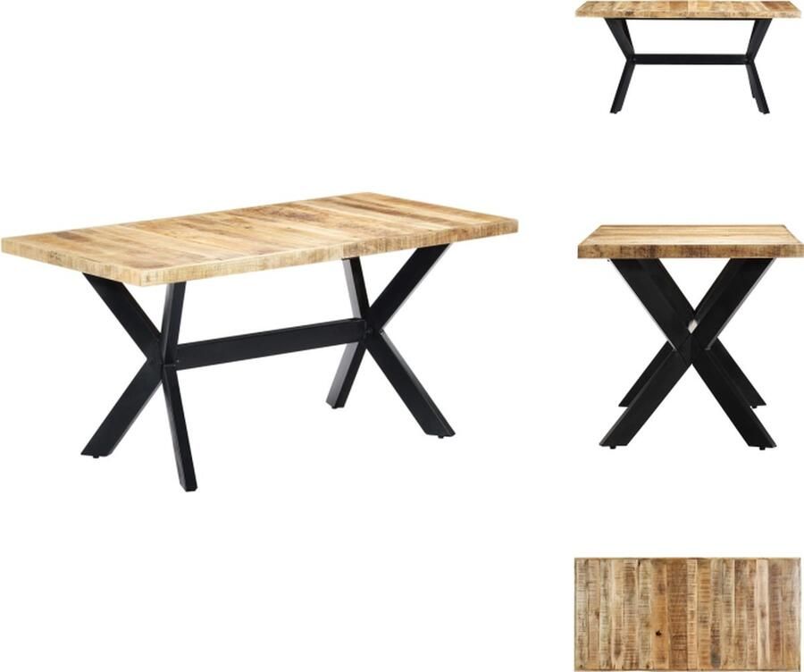VidaXL Eettafel Eettafels Eetkamertafel Eetkamertafels Eettafel 160x80x75 cm massief ruw mangohout