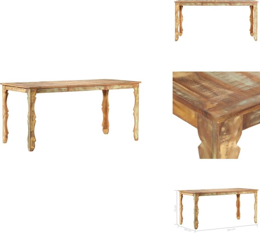 VidaXL Eettafel Eettafels Eetkamertafel Eetkamertafels Eettafel 160x80x76 cm massief gerecycled hout
