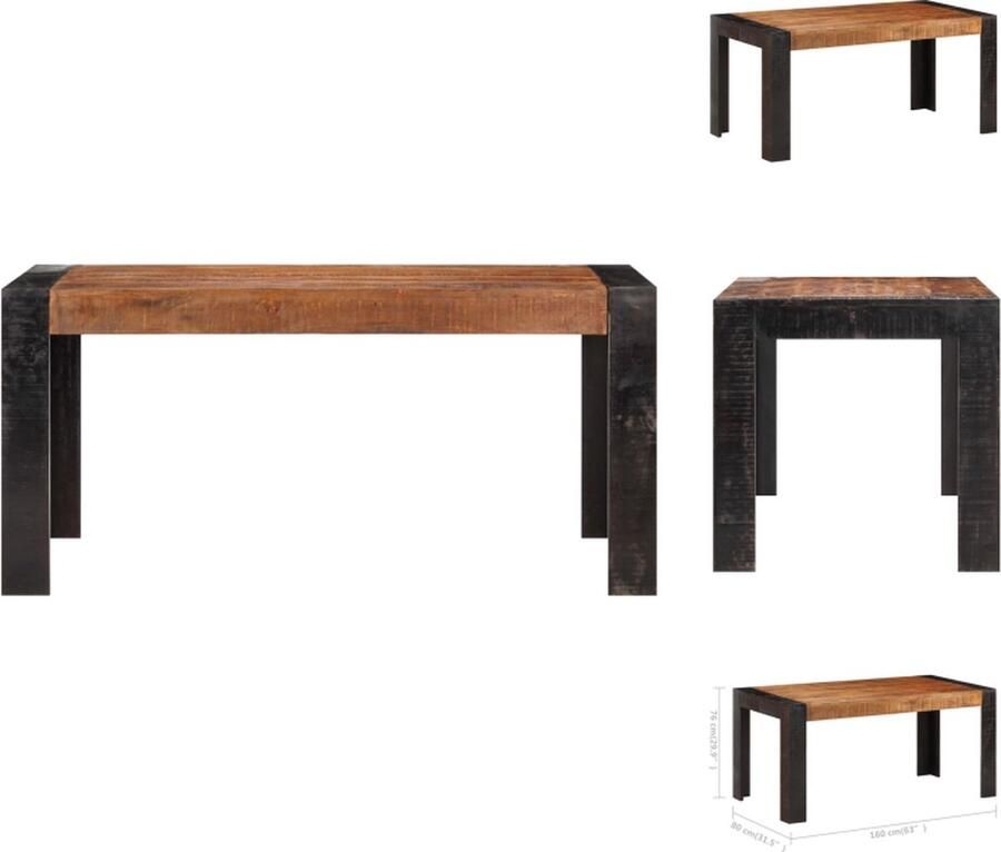 VidaXL Eettafel Eettafels Eetkamertafel Eetkamertafels Eettafel 160x80x76 cm massief mangohout