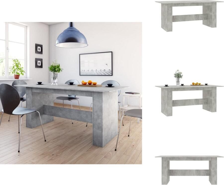 VidaXL Eettafel Eettafels Eetkamertafel Eetkamertafels Eettafel 180x90x76 cm bewerkt hout betongrijs