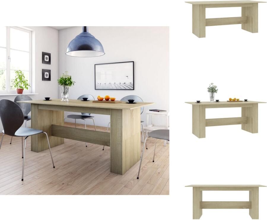 VidaXL Eettafel Eettafels Eetkamertafel Eetkamertafels Eettafel 180x90x76 cm bewerkt hout sonoma eikenkleurig