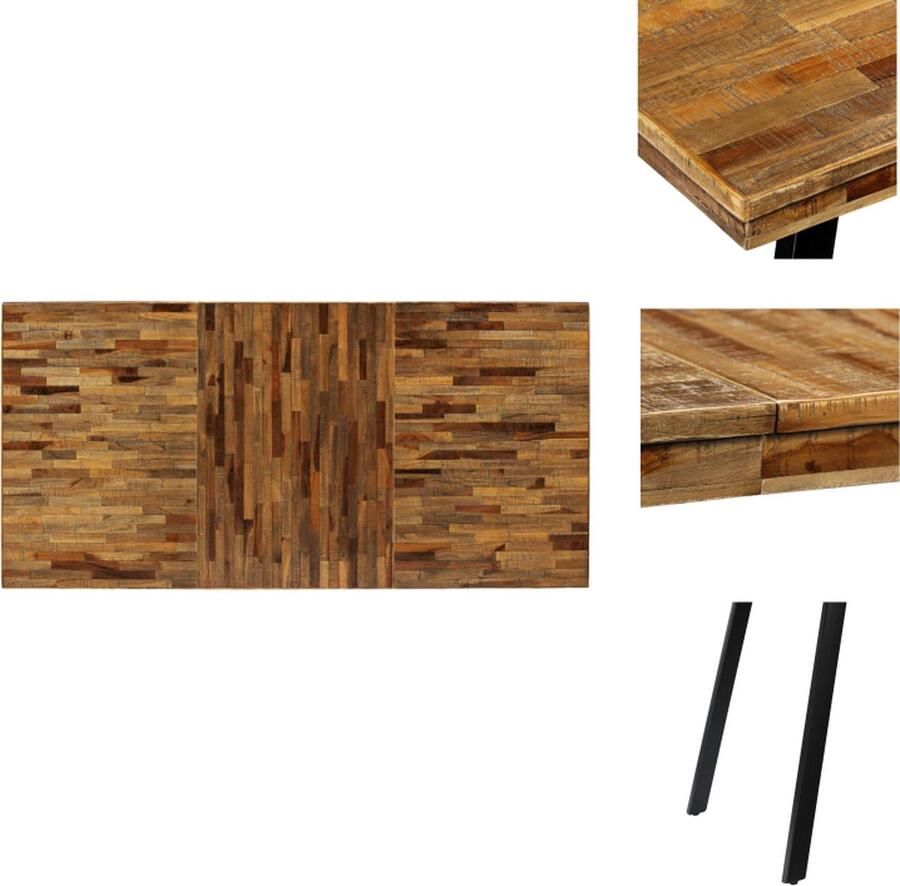 VidaXL Eettafel Eettafels Eetkamertafel Eetkamertafels Eettafel 180x90x76 cm gerecycled teakhout en staal
