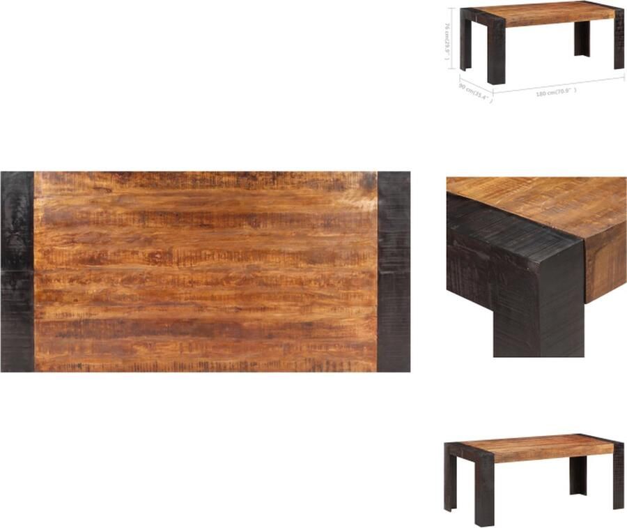 VidaXL Eettafel Eettafels Eetkamertafel Eetkamertafels Eettafel 180x90x76 cm massief mangohout - Foto 2