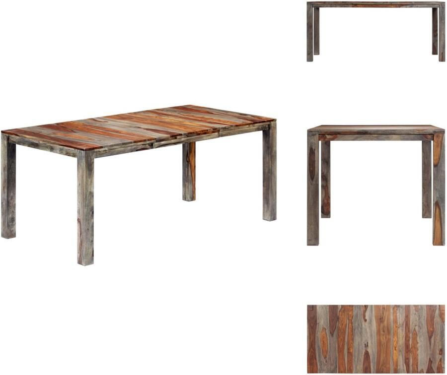 VidaXL Eettafel Eettafels Eetkamertafel Eetkamertafels Eettafel 180x90x76 cm massief sheeshamhout grijs