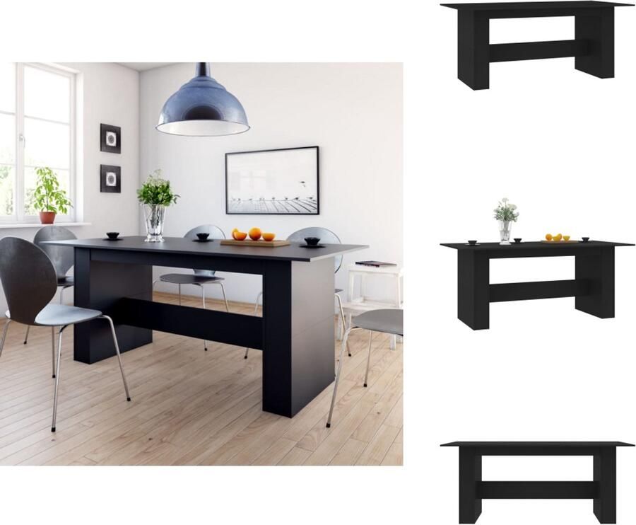 VidaXL Eettafel Eettafels Eetkamertafel Eetkamertafels Eettafel 180x90x76 cm spaanplaat zwart