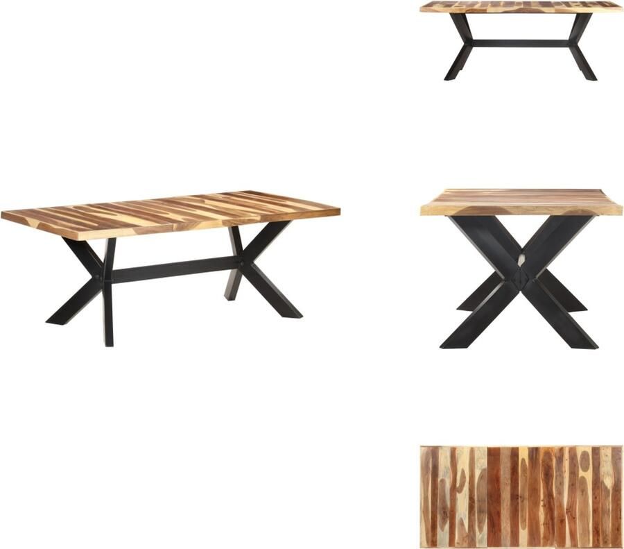 VidaXL Industriële eettafel 200 x 100 x 75 cm Acaciahout en rubberwood Honingkleurige afwerking Handgemaakt Tafel