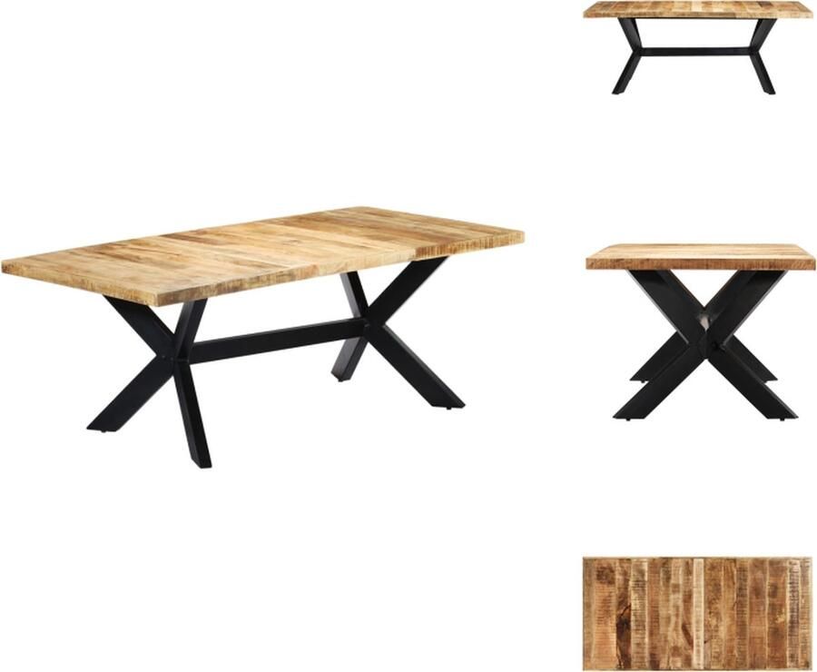 VidaXL Eettafel Eettafels Eetkamertafel Eetkamertafels Eettafel 200x100x75 cm massief mangohout - Foto 2