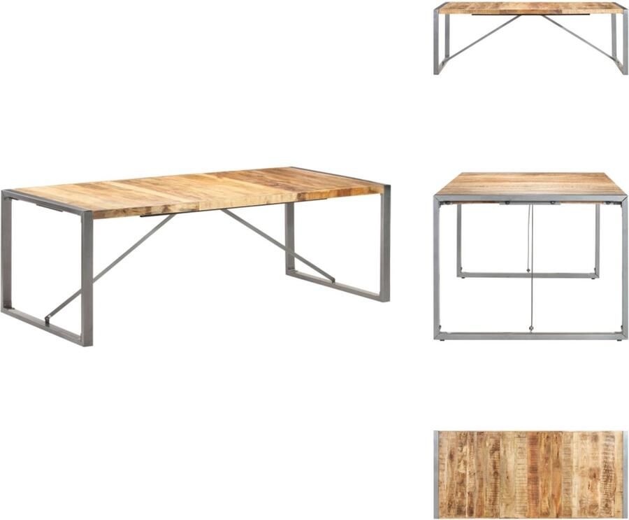 VidaXL Eettafel Eettafels Eetkamertafel Eetkamertafels Eettafel 220x100x75 cm massief ruw mangohout