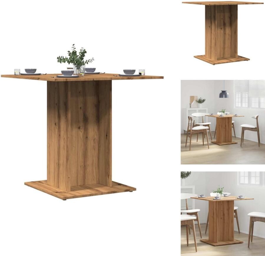 VidaXL Eettafel Eettafels Eetkamertafel Eetkamertafels Eettafel 80x80x75 cm bewerkt hout artisanaal eikenkleurig