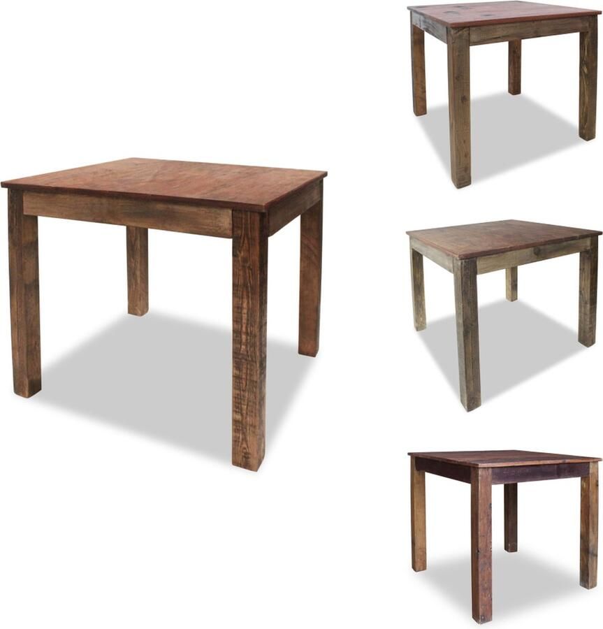 VidaXL Eettafel Eettafels Eetkamertafel Eetkamertafels Eettafel 82x80x76 cm massief gerecycled hout - Foto 2
