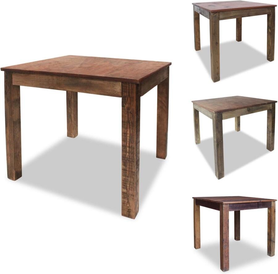 VidaXL Eettafel Eettafels Eetkamertafel Eetkamertafels Eettafel 82x80x76 cm massief gerecycled hout