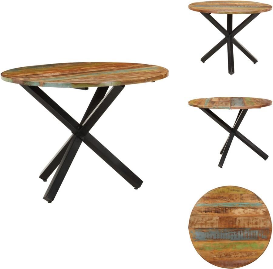 VidaXL Eettafel Eettafels Eetkamertafel Eetkamertafels Eettafel rond 100x100x75 cm massief gerecycled hout
