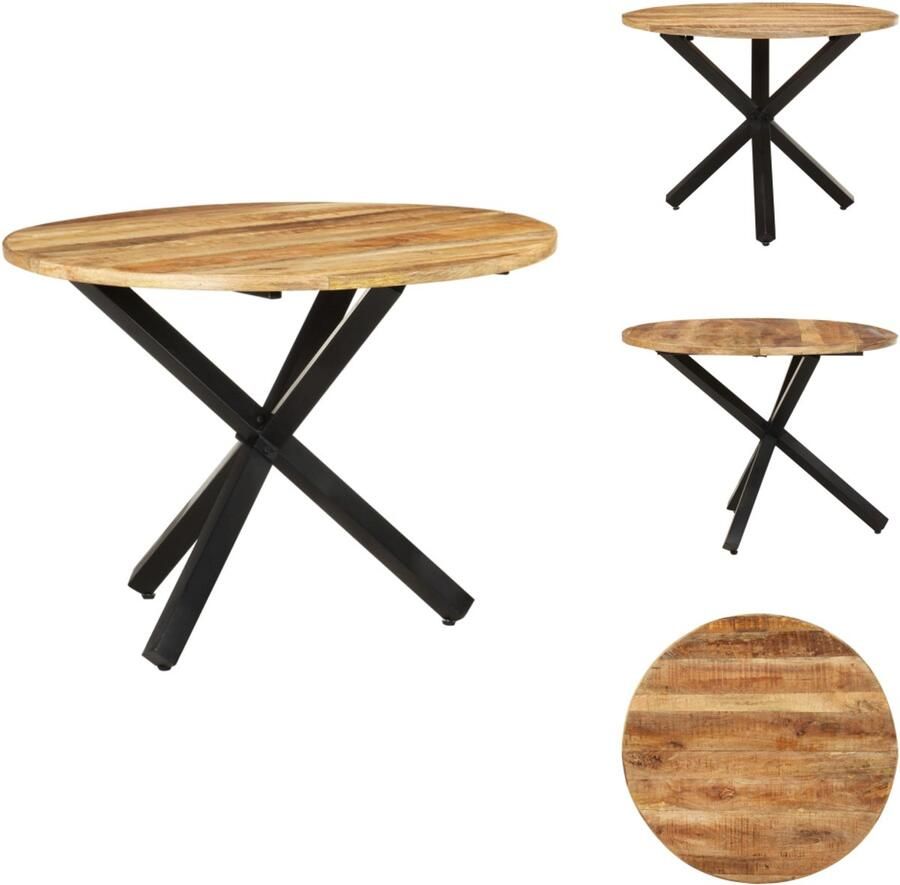 VidaXL Eettafel Eettafels Eetkamertafel Eetkamertafels Eettafel rond 100x100x75 cm ruw mangohout