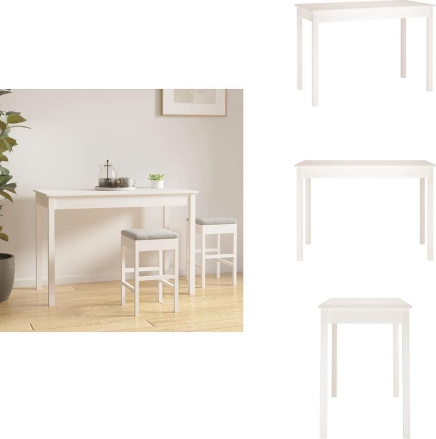 VidaXL Eettafel Eettafels Eetkamertafel Keukentafel Eettafel 110x55x75 cm massief grenenhout wit - Foto 2
