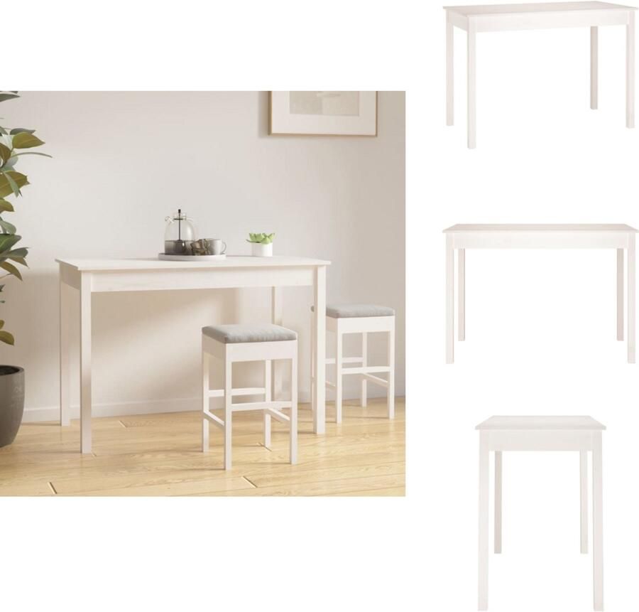 VidaXL Eettafel Eettafels Eetkamertafel Keukentafel Eettafel 110x55x75 cm massief grenenhout wit