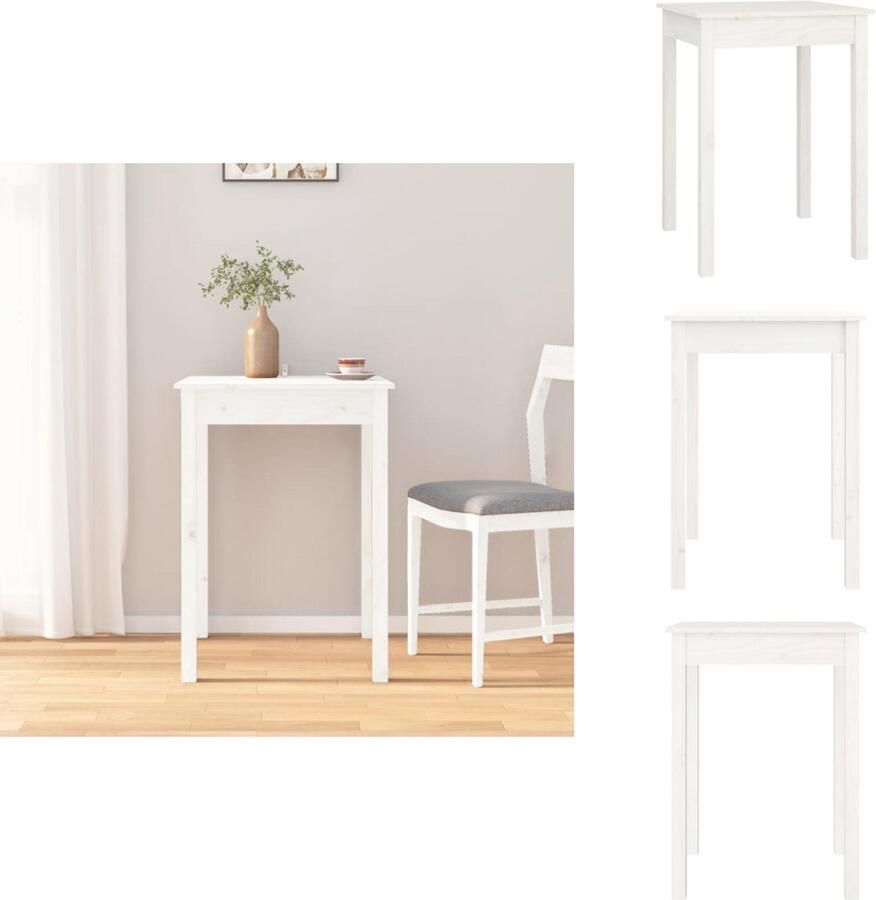 VidaXL Eettafel Eettafels Eetkamertafel Keukentafel Eettafel 55x55x75 cm massief grenenhout wit