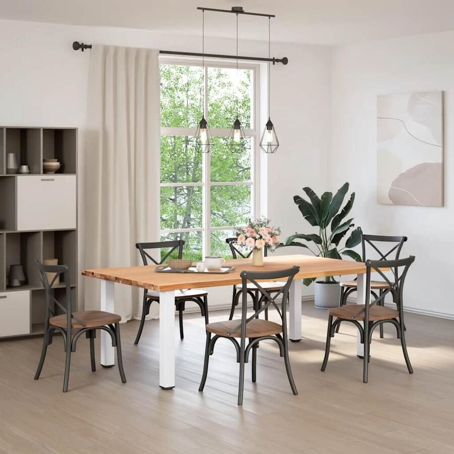 VidaXL Eettafel Eettafels Eetkamertafel Keukentafel Eettafel met natuurlijke rand 220x120x74 cm massief eikenhout