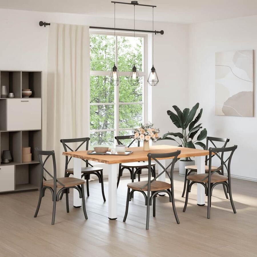 VidaXL Eettafel Eettafels Eetkamertafel Keukentafel Eettafel rechthoekig 180x120x74 cm massief eikenhout lichtbruin